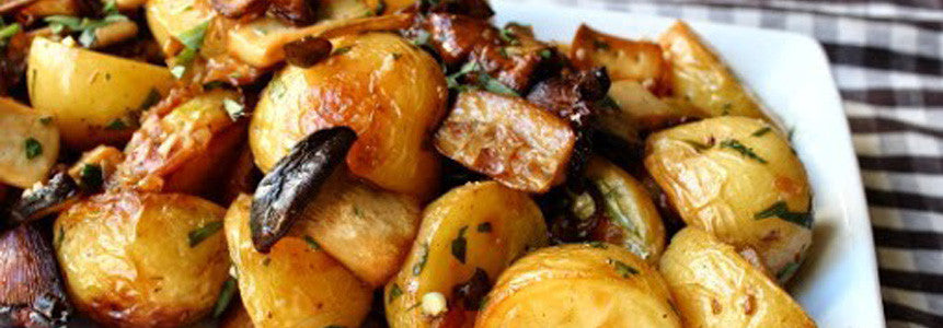 Roasted Olive Oil Wild Mushrooms and Potatoes